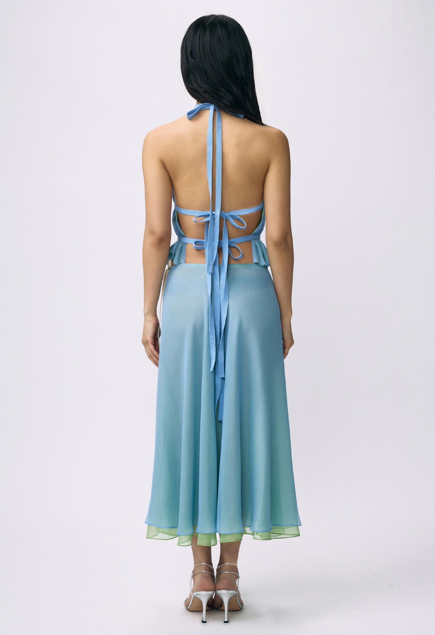 Flowy Chiffon Skirt Sky Blue Matcha