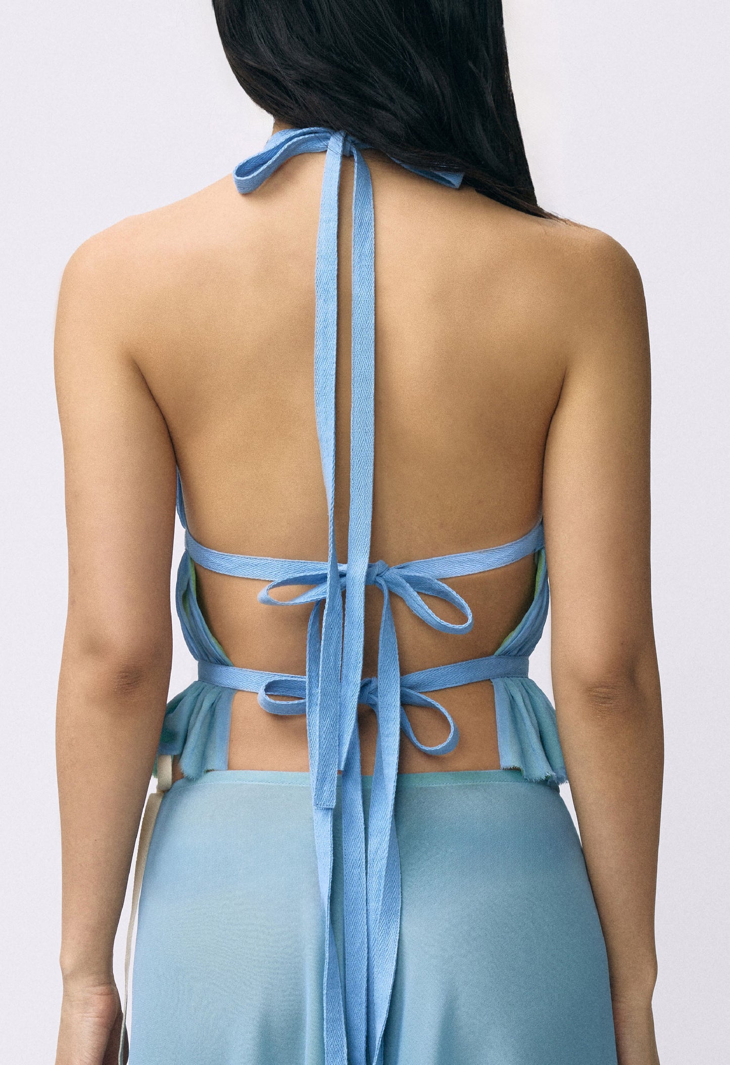 Chiffon Wrap Top Sky Blue Matcha