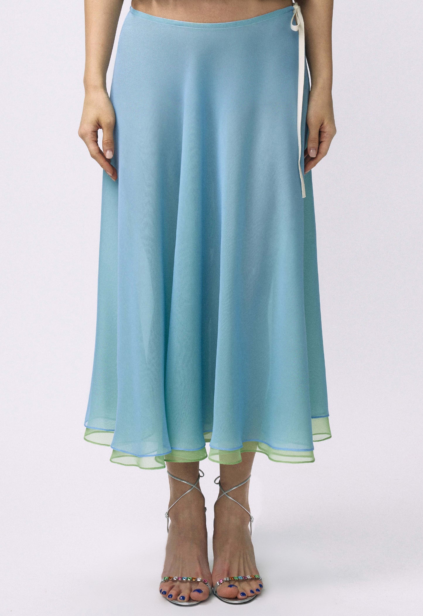 Flowy Chiffon Skirt Sky Blue Matcha