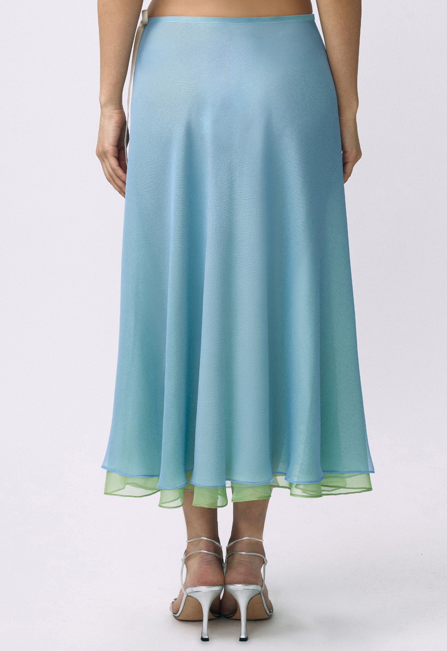 Flowy Chiffon Skirt Sky Blue Matcha