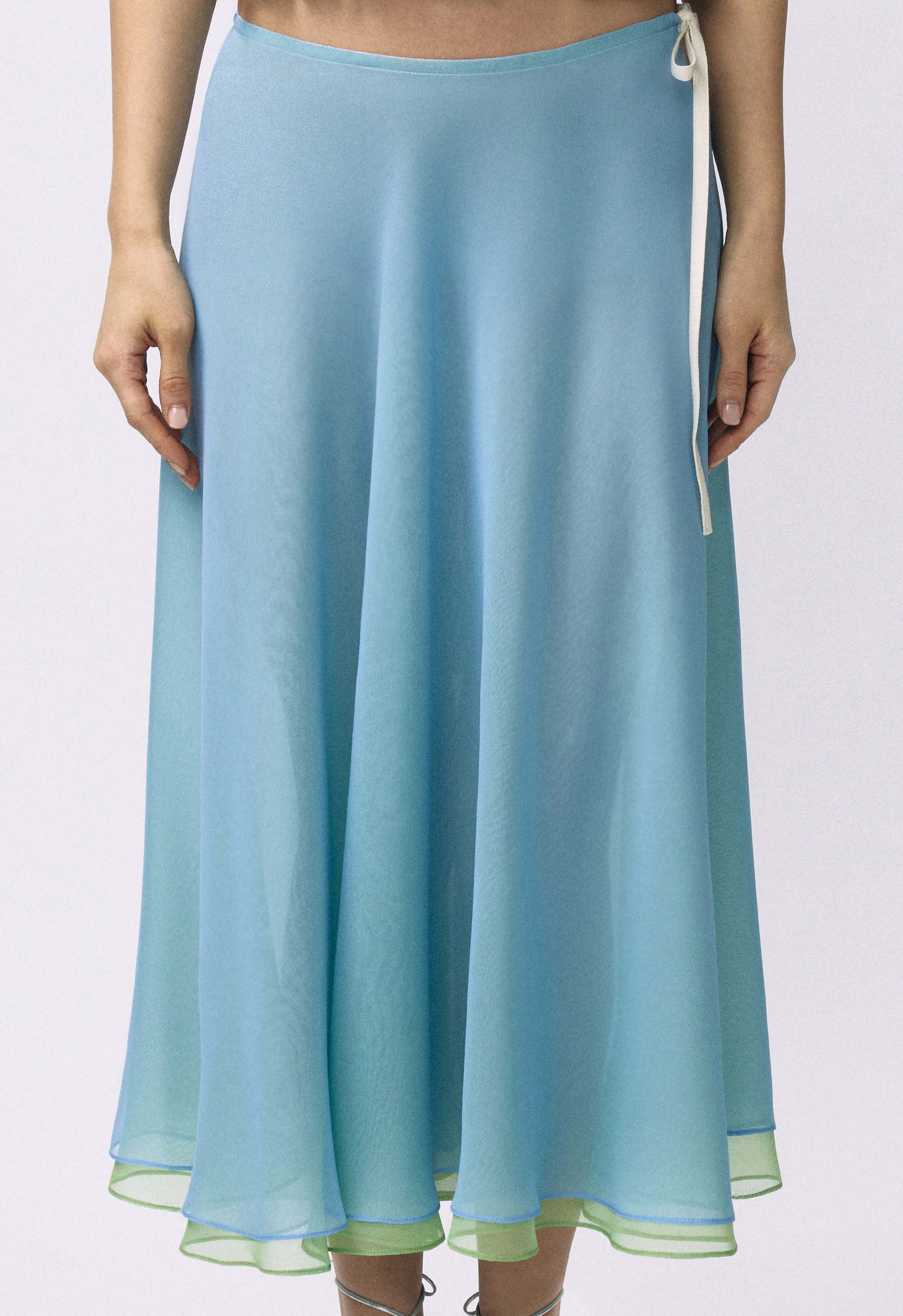 Flowy Chiffon Skirt Sky Blue Matcha