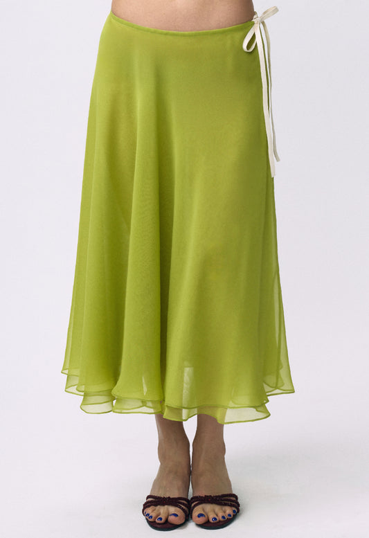 Flowy Chiffon Skirt Chartreuse