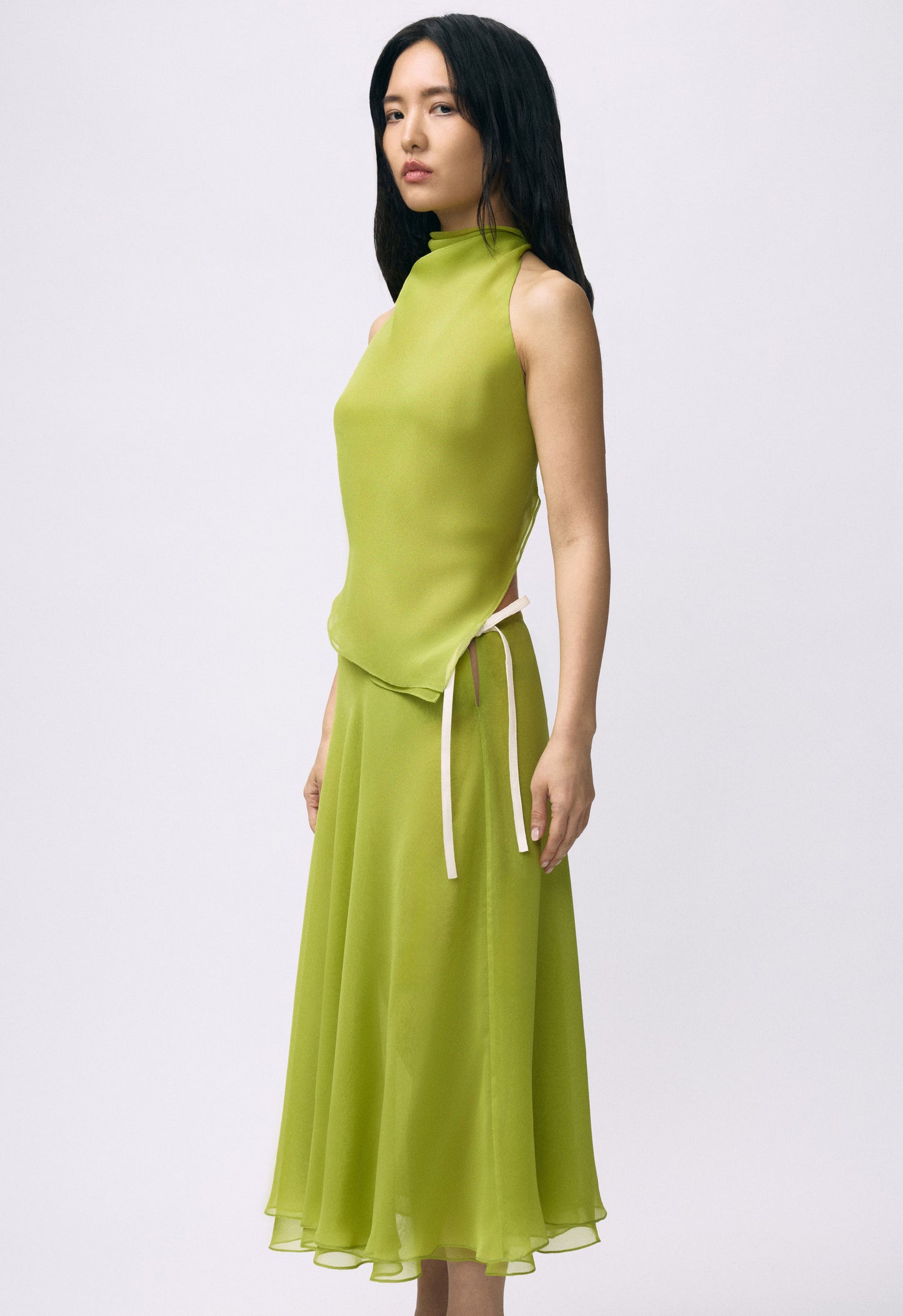 Flowy Chiffon Skirt Chartreuse