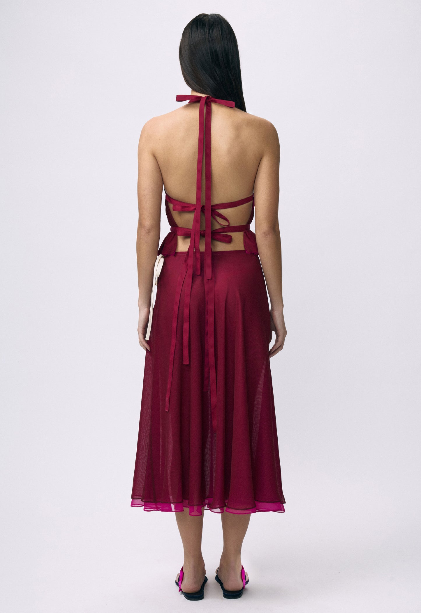 Chiffon Wrap Top Black Cherry Magenta