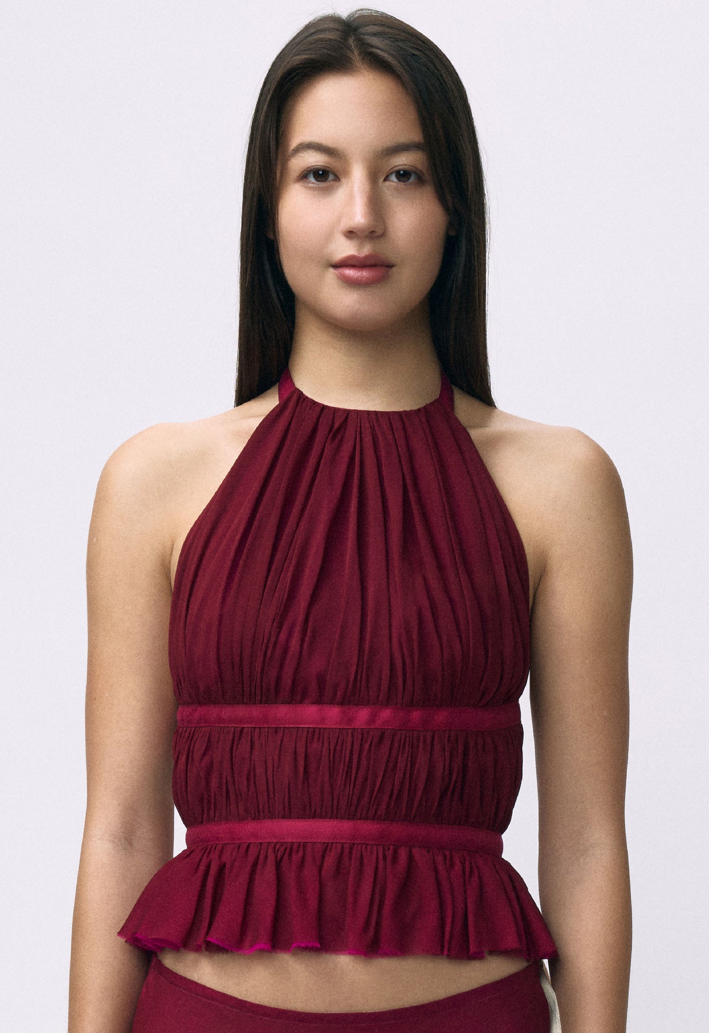 Chiffon Wrap Top Black Cherry Magenta