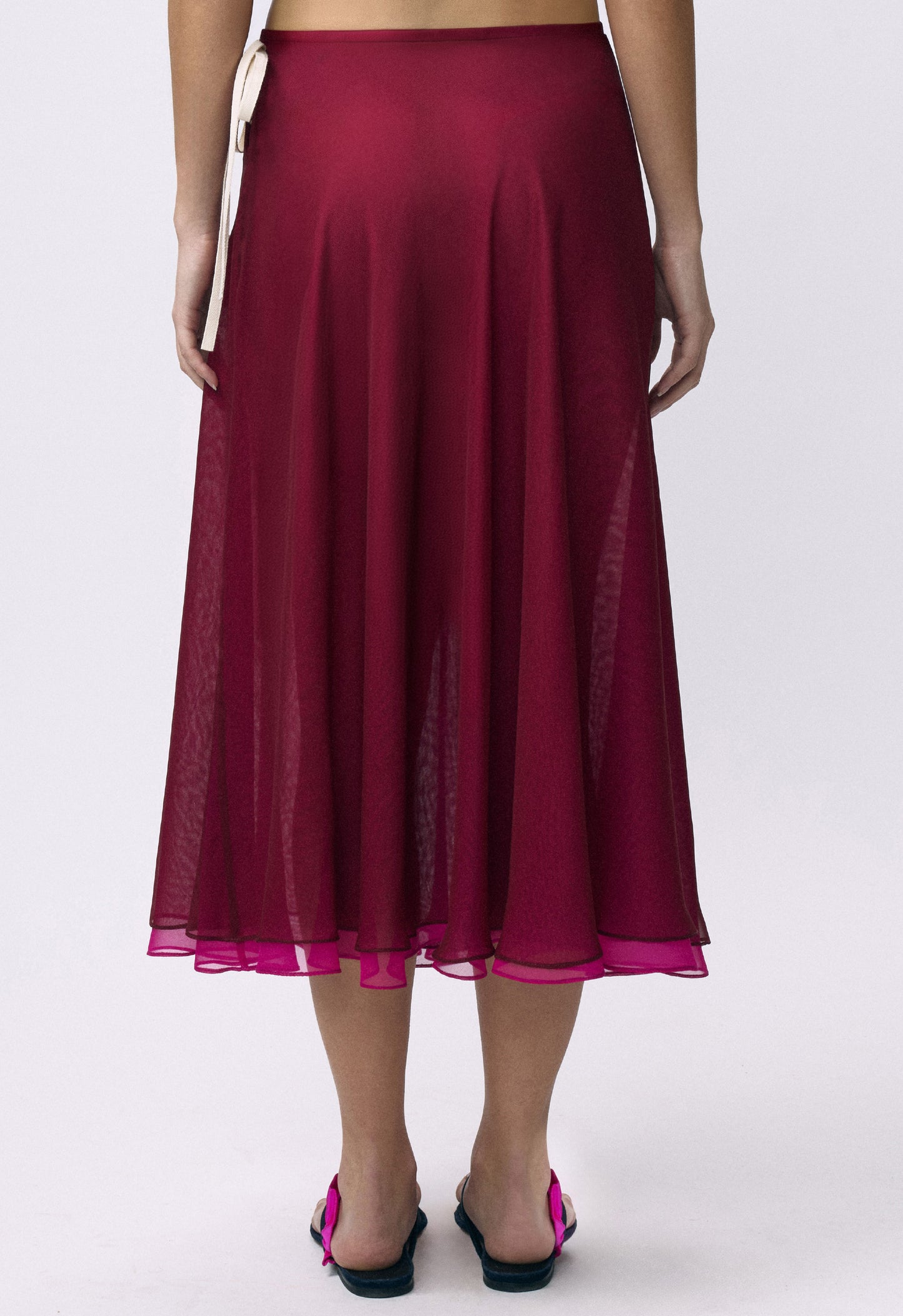 Flowy Chiffon Skirt Black Cherry Magenta