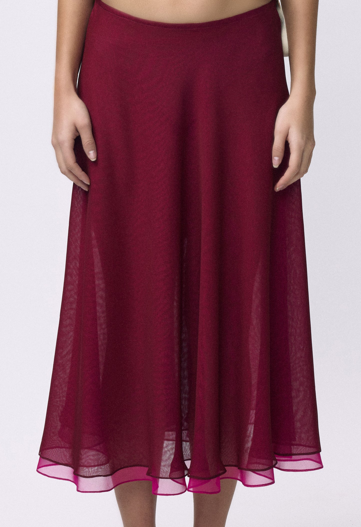 Flowy Chiffon Skirt Black Cherry Magenta