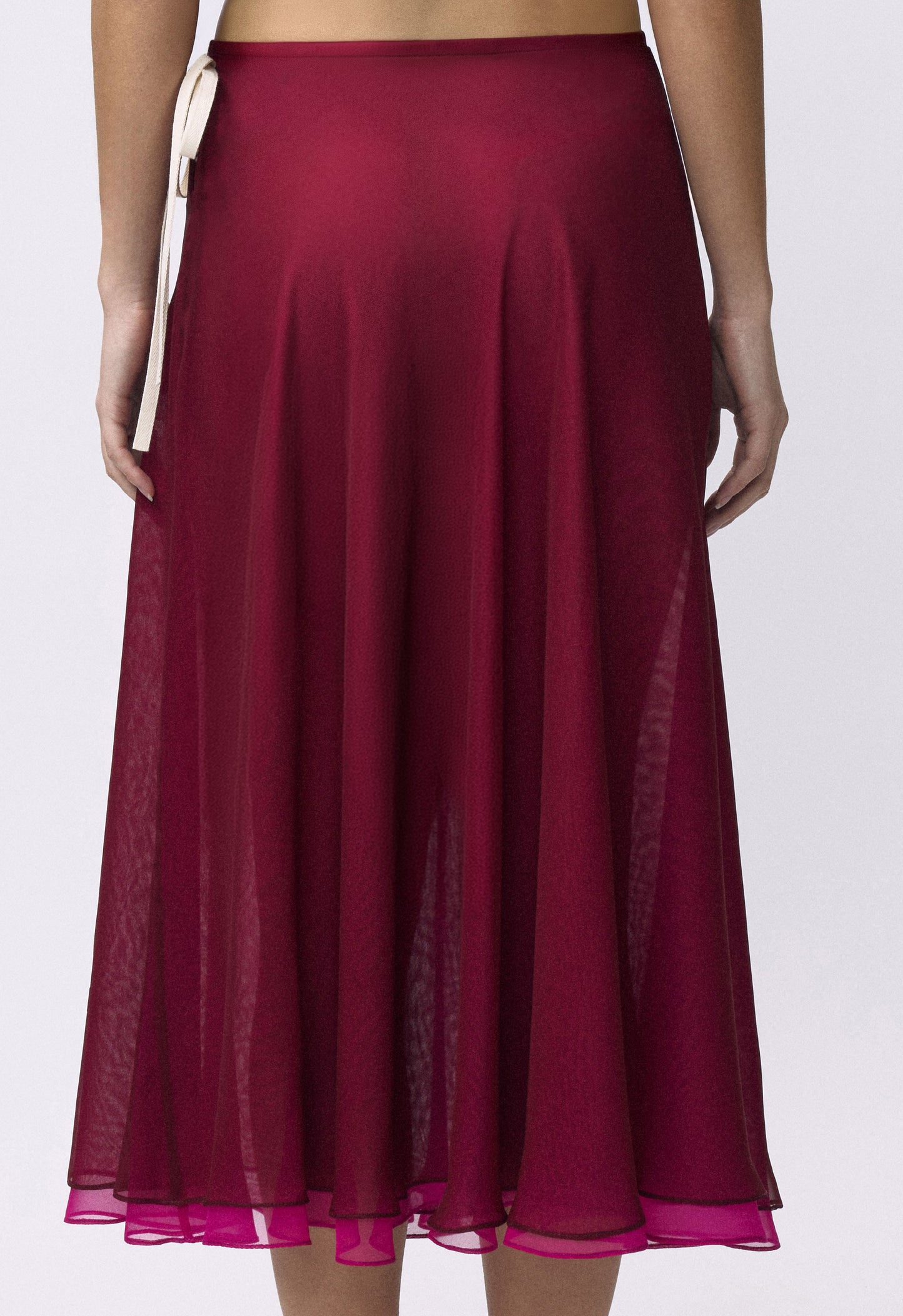 Flowy Chiffon Skirt Black Cherry Magenta