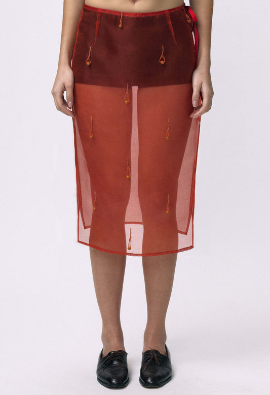 Sheer Table Skirt Red Orange