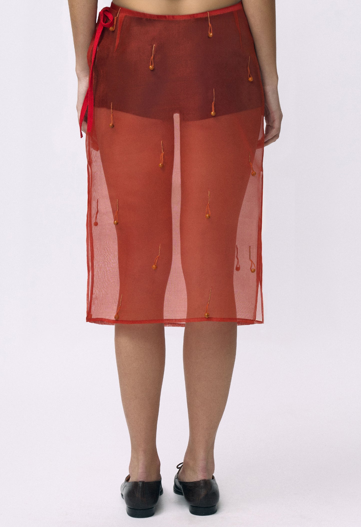 Sheer Table Skirt Red Orange