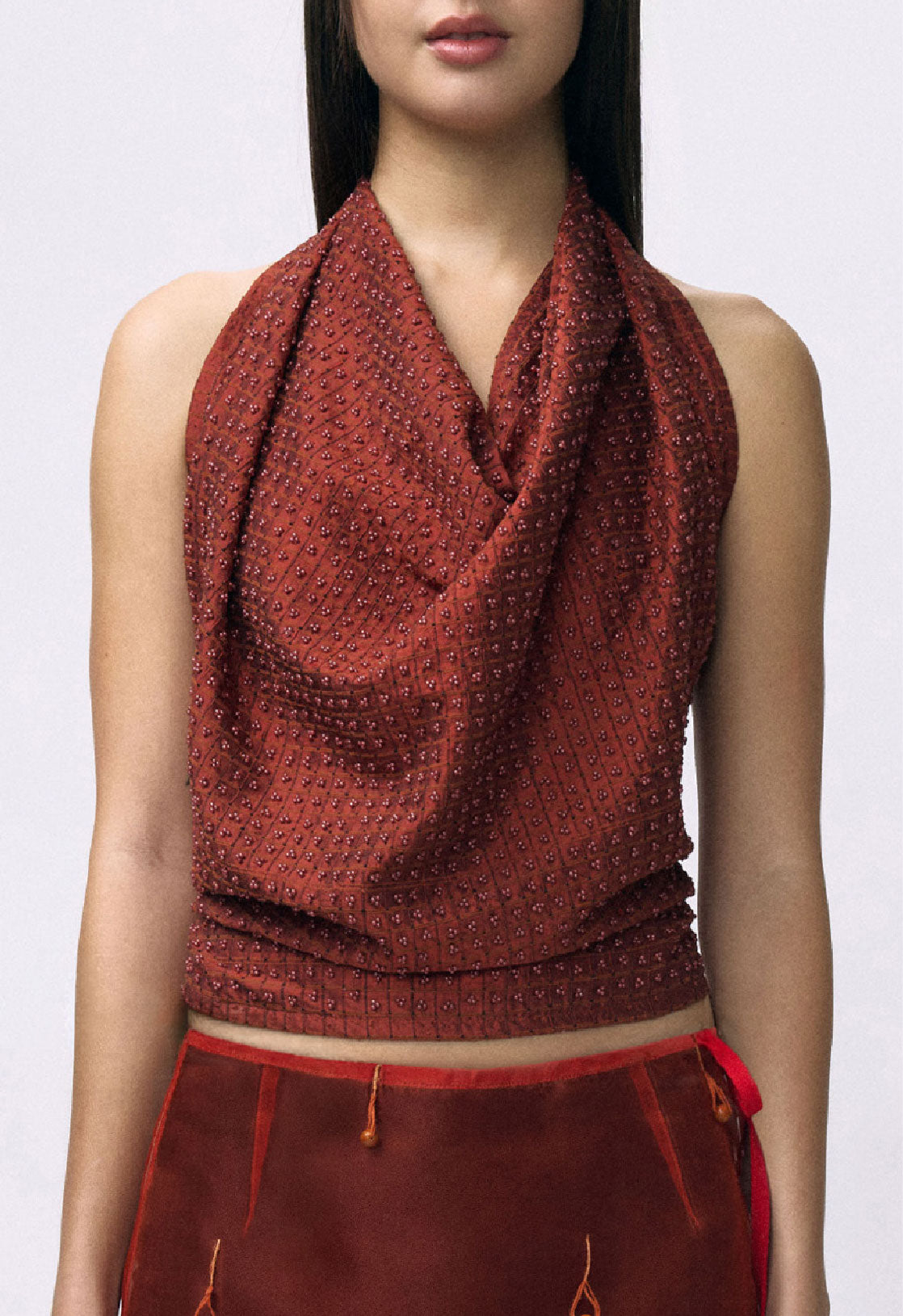 Embellished Napkin Top Red Orange