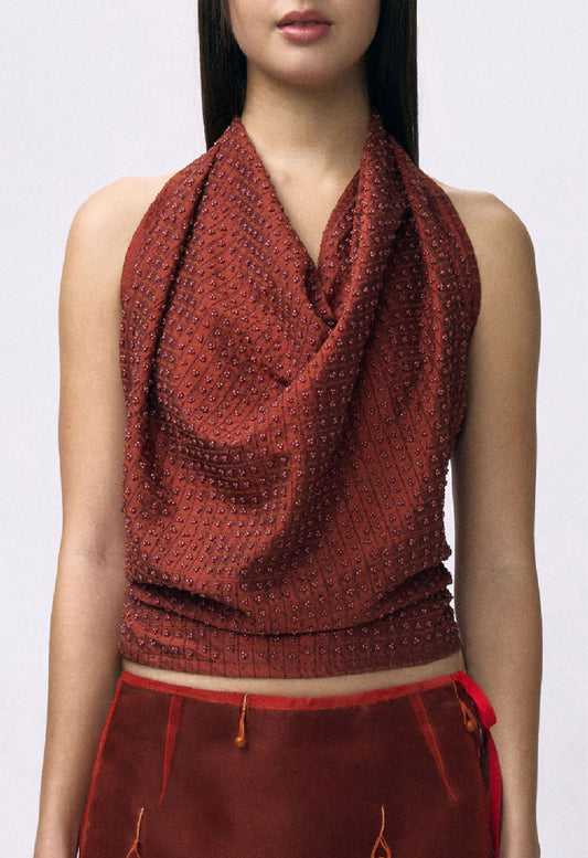 Embellished Napkin Top Red Orange