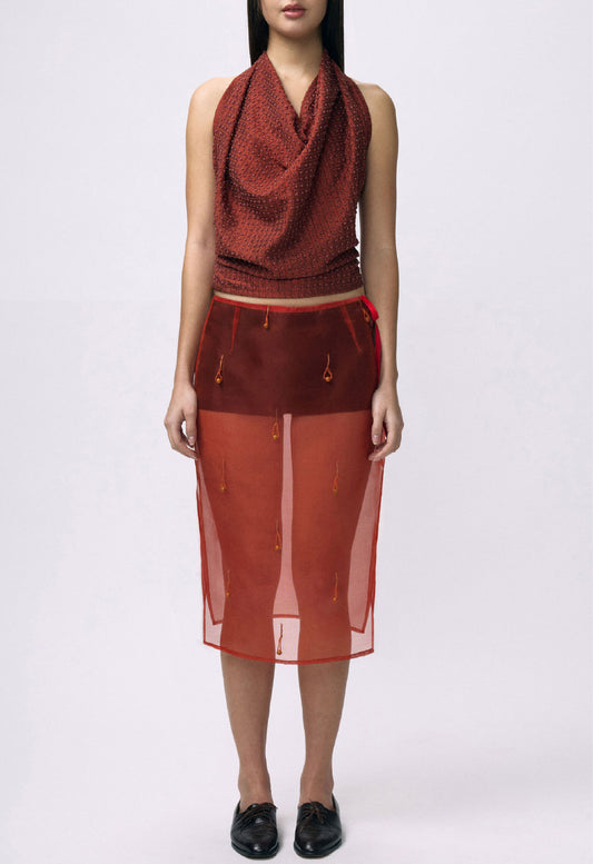 Sheer Table Skirt Red Orange