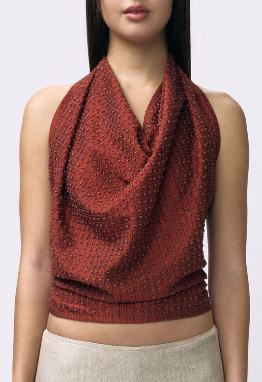 Embellished Napkin Top Red Orange