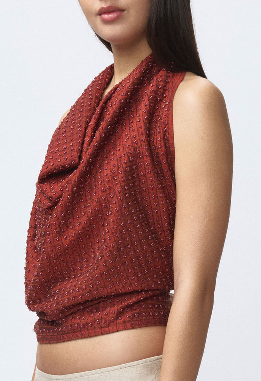 Embellished Napkin Top Red Orange