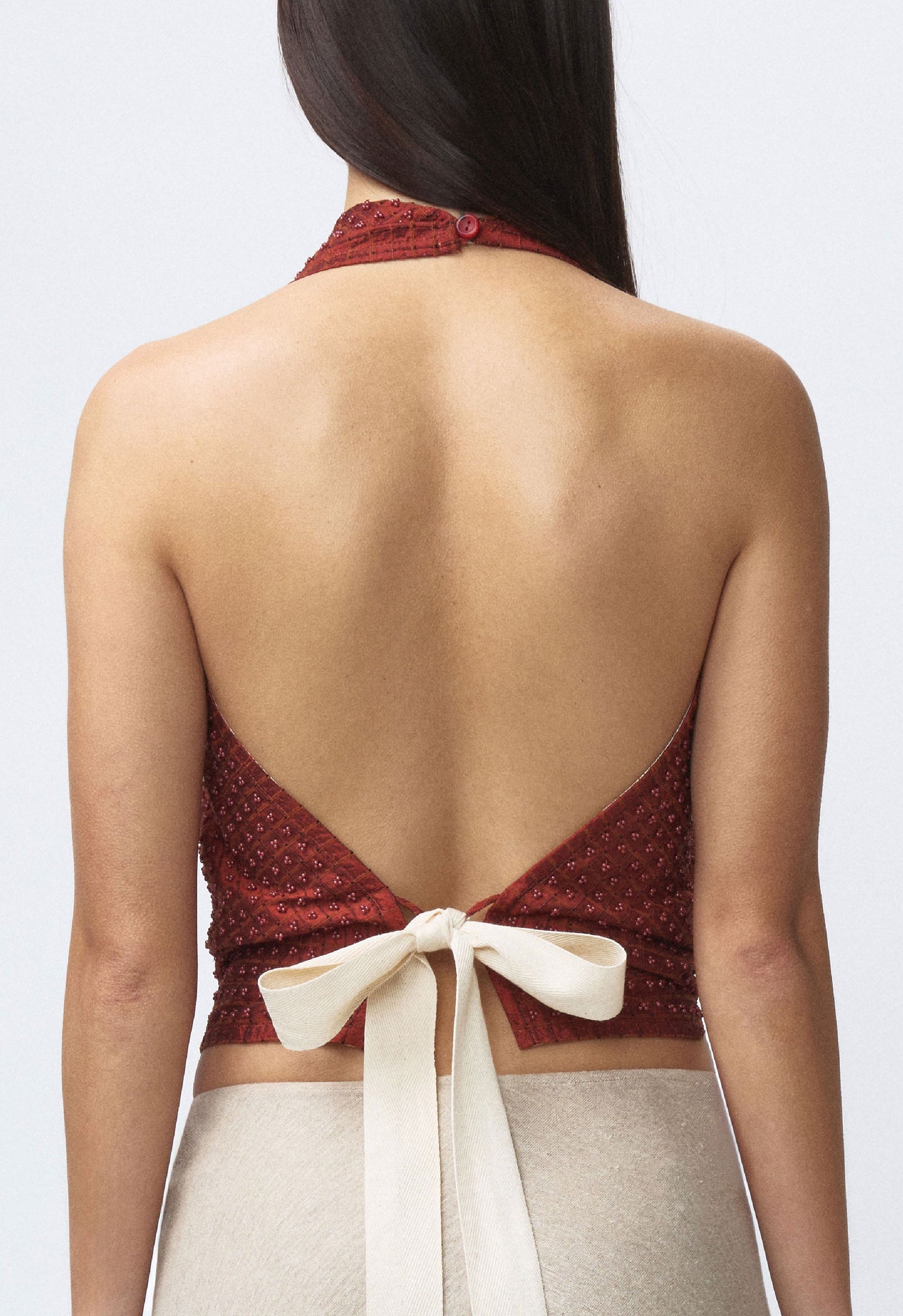 Embellished Napkin Top Red Orange