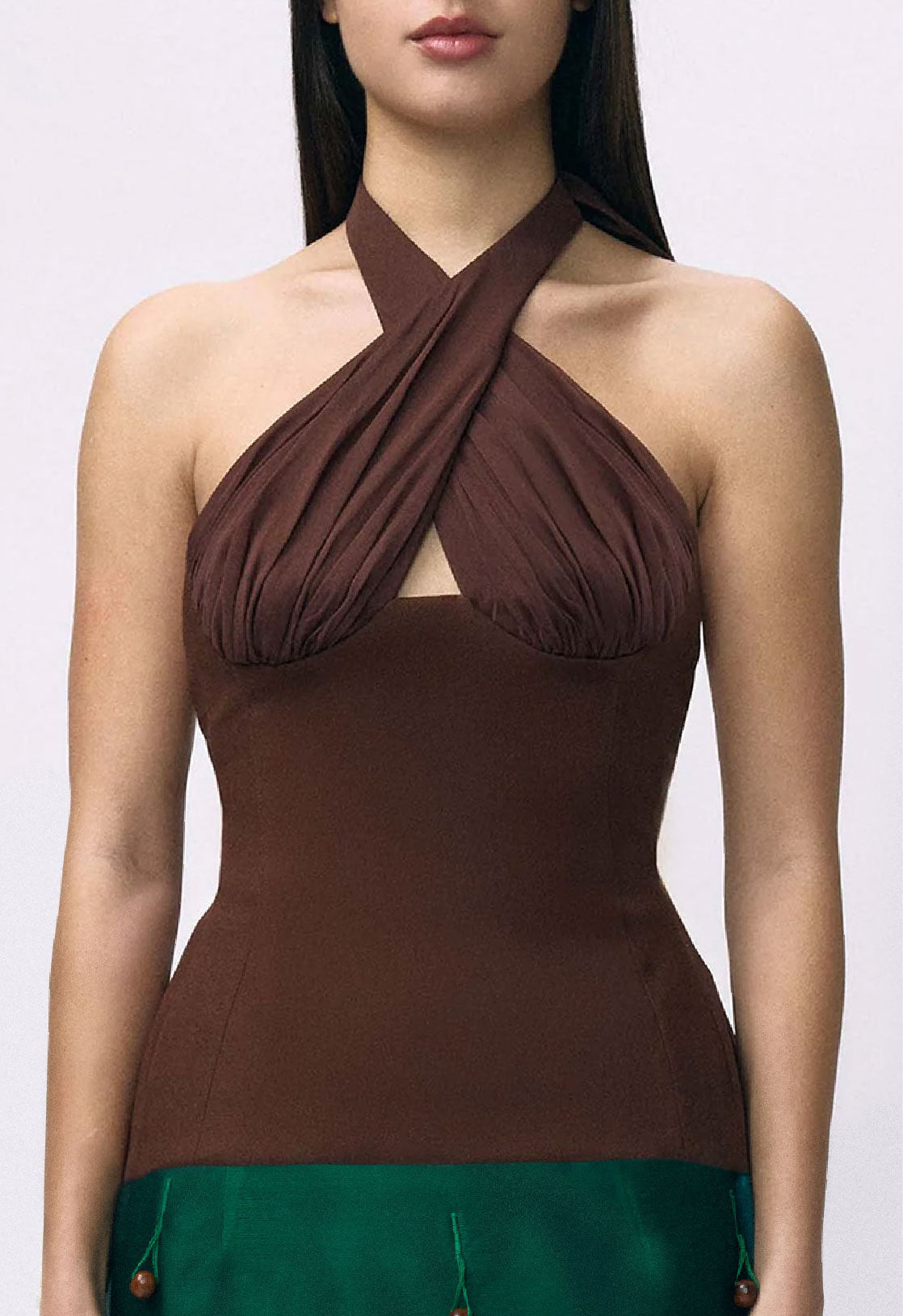 Sculpted Halter Top Brown