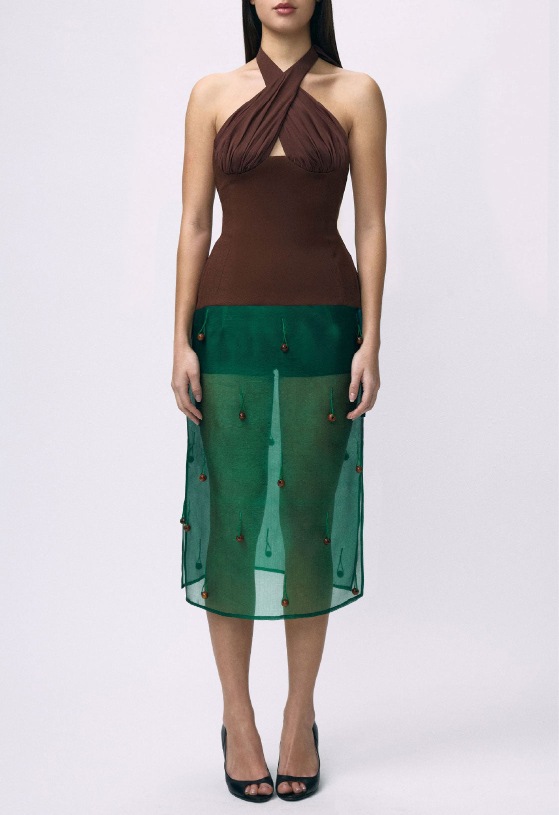 Sculpted Halter Top Brown