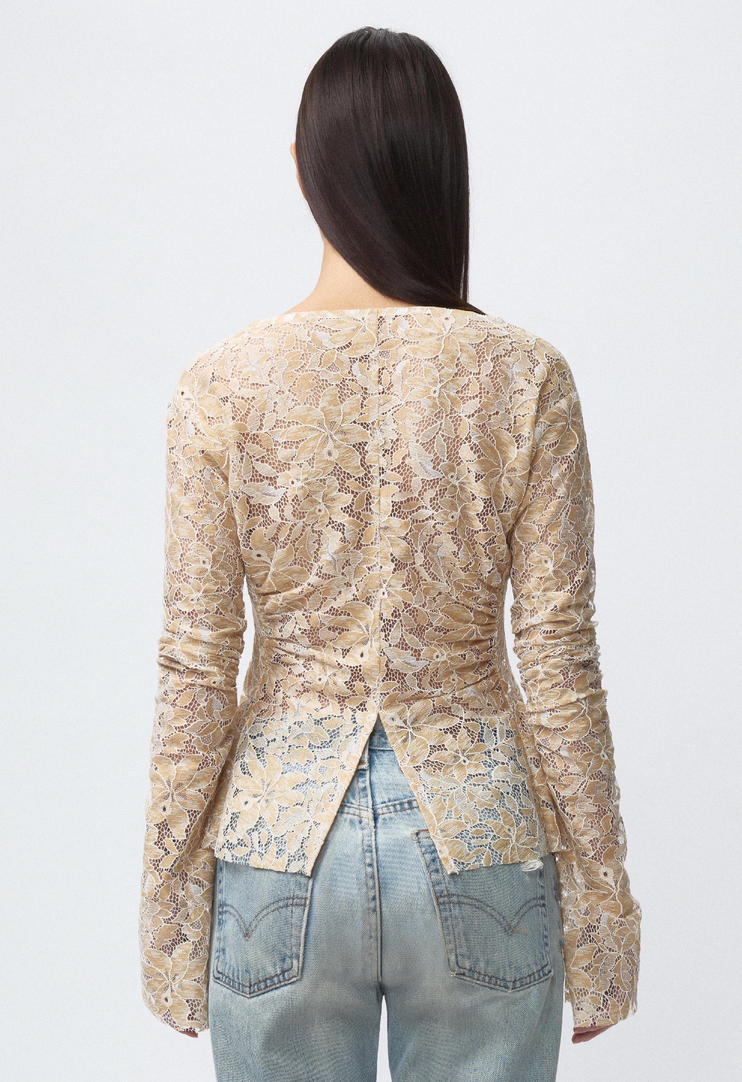 Art Deco Ruched Button Top Lace