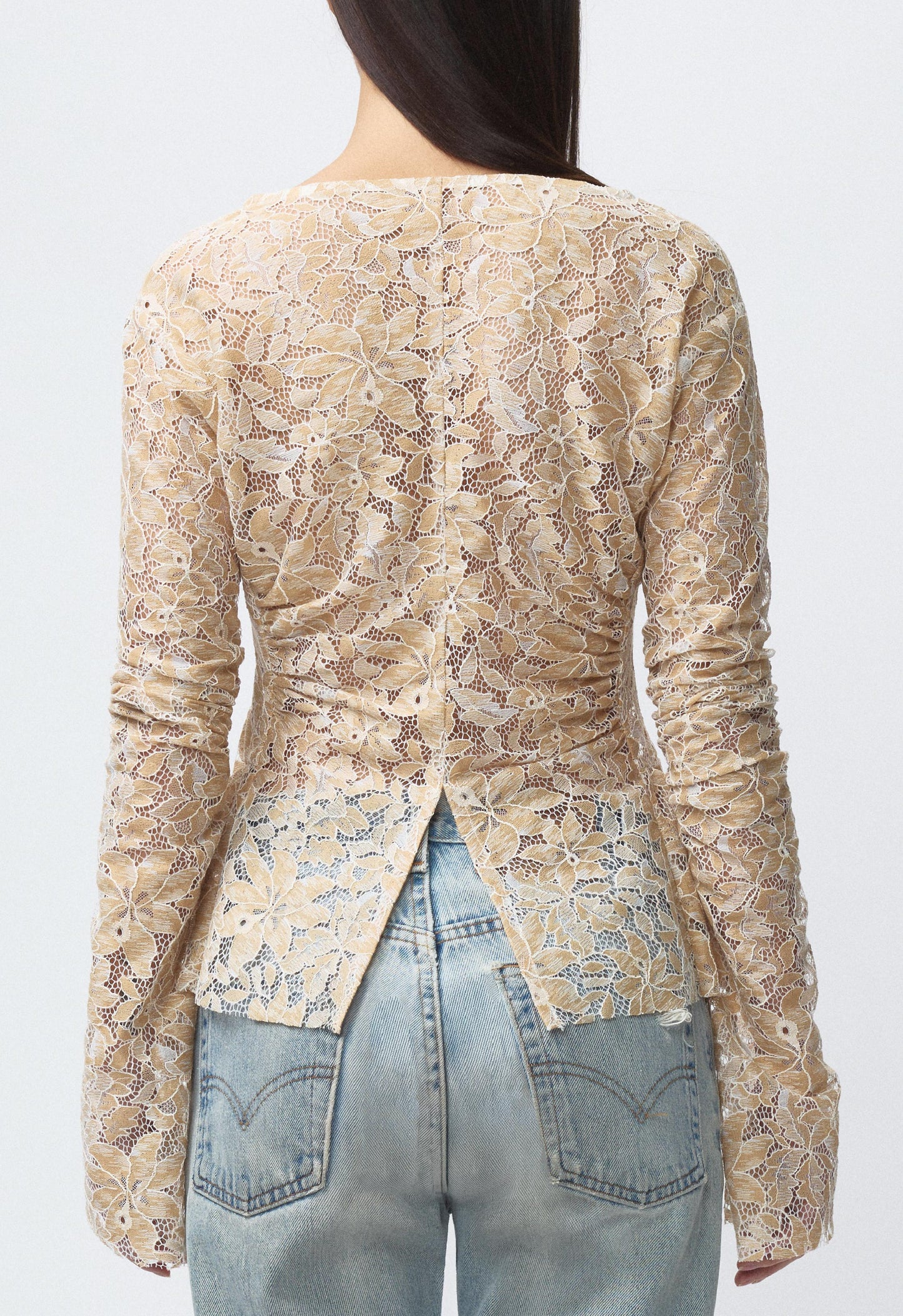 Art Deco Ruched Button Top Lace