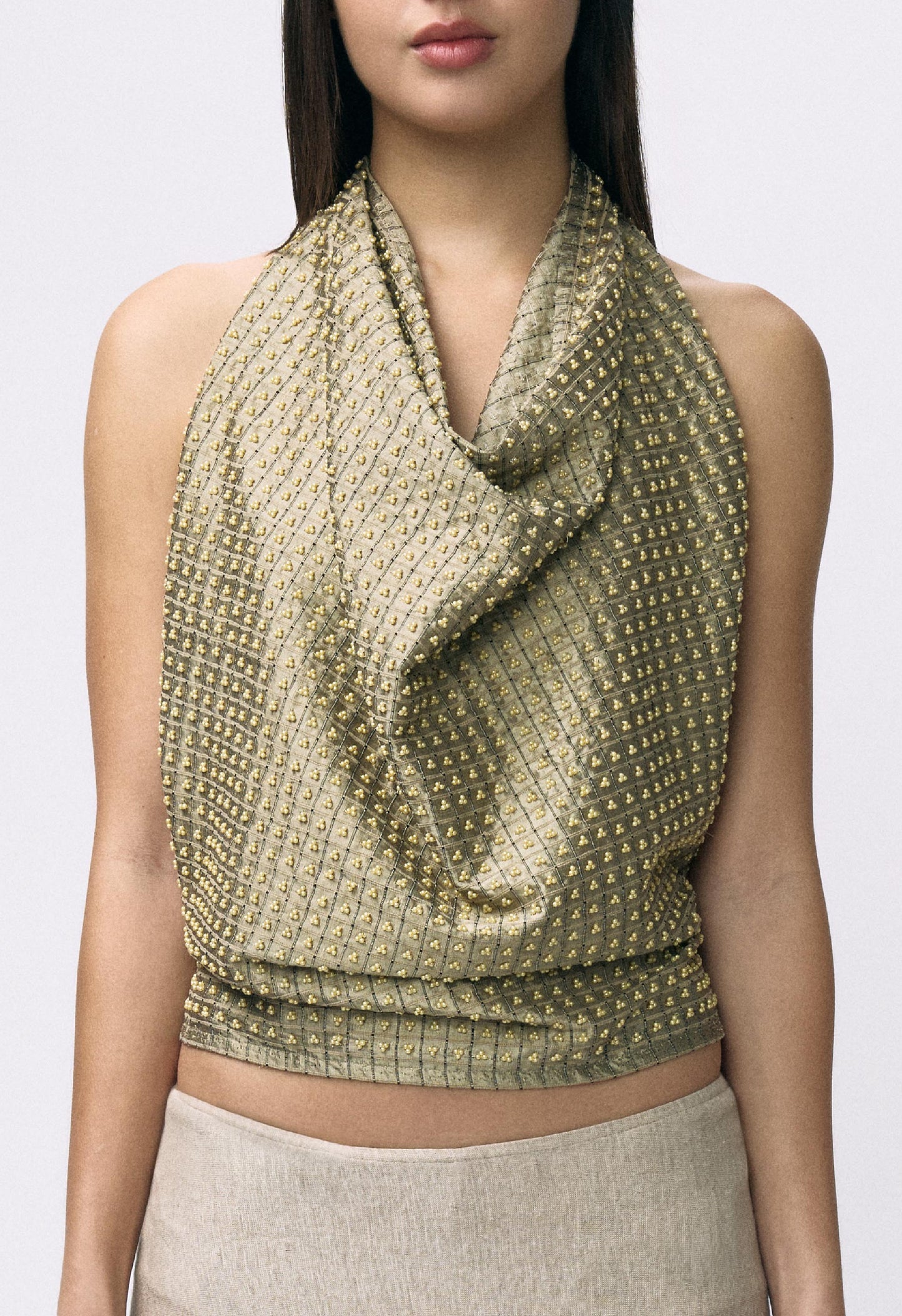 Embellished Napkin Top Stone Grey