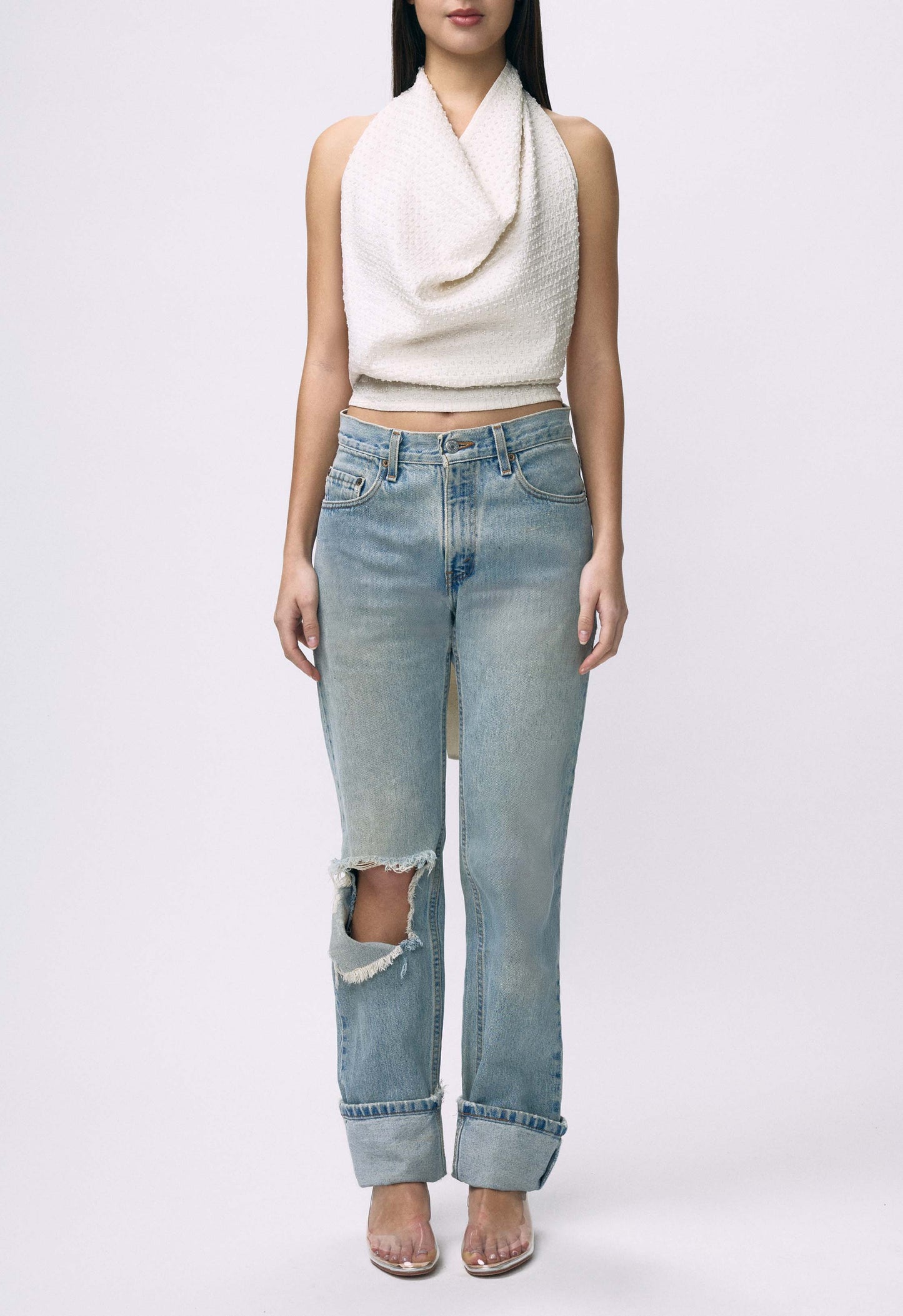 Embellished Napkin Top White