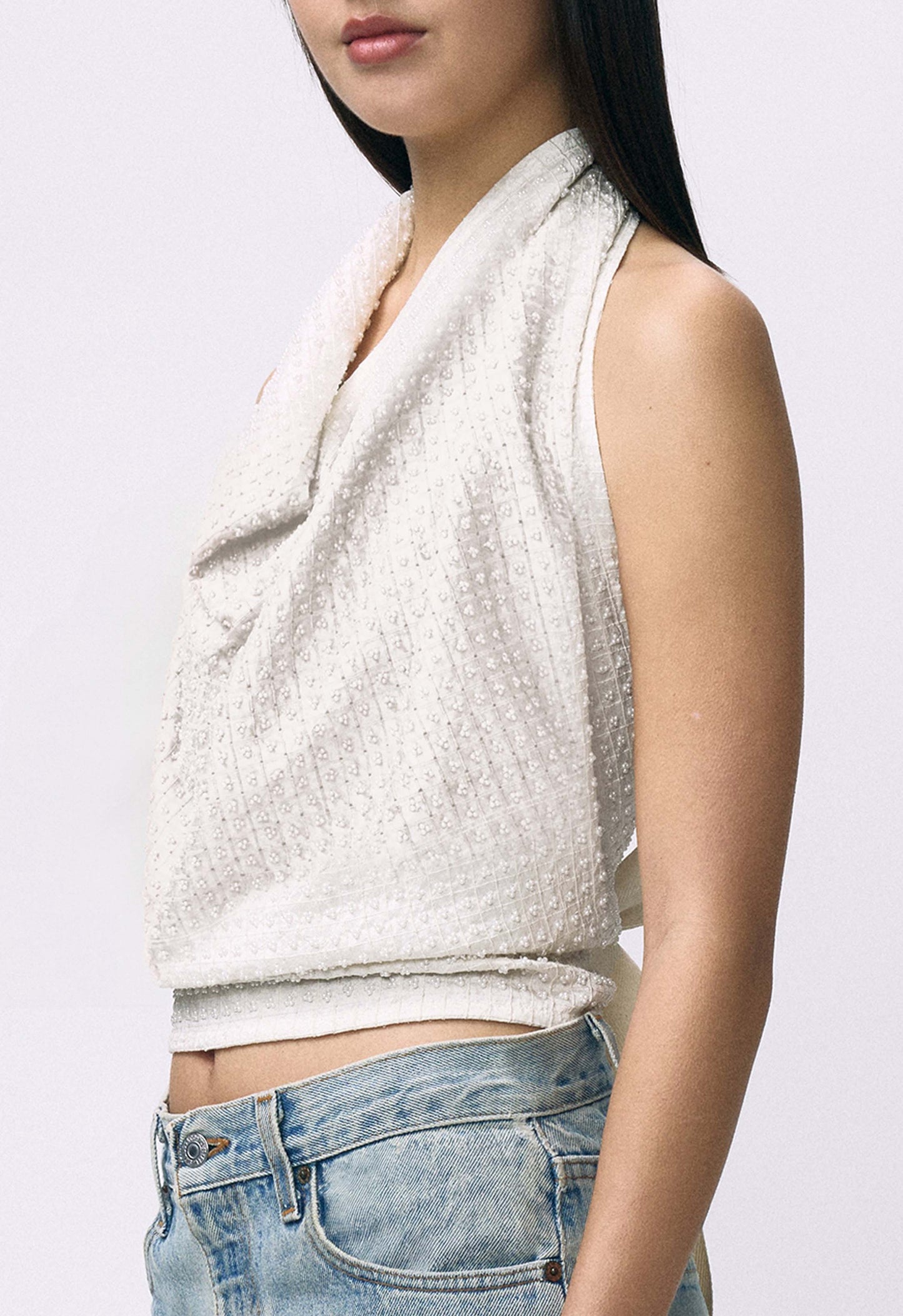 Embellished Napkin Top White