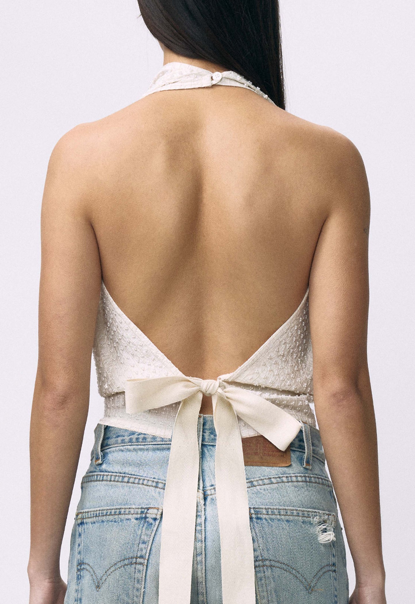 Embellished Napkin Top White