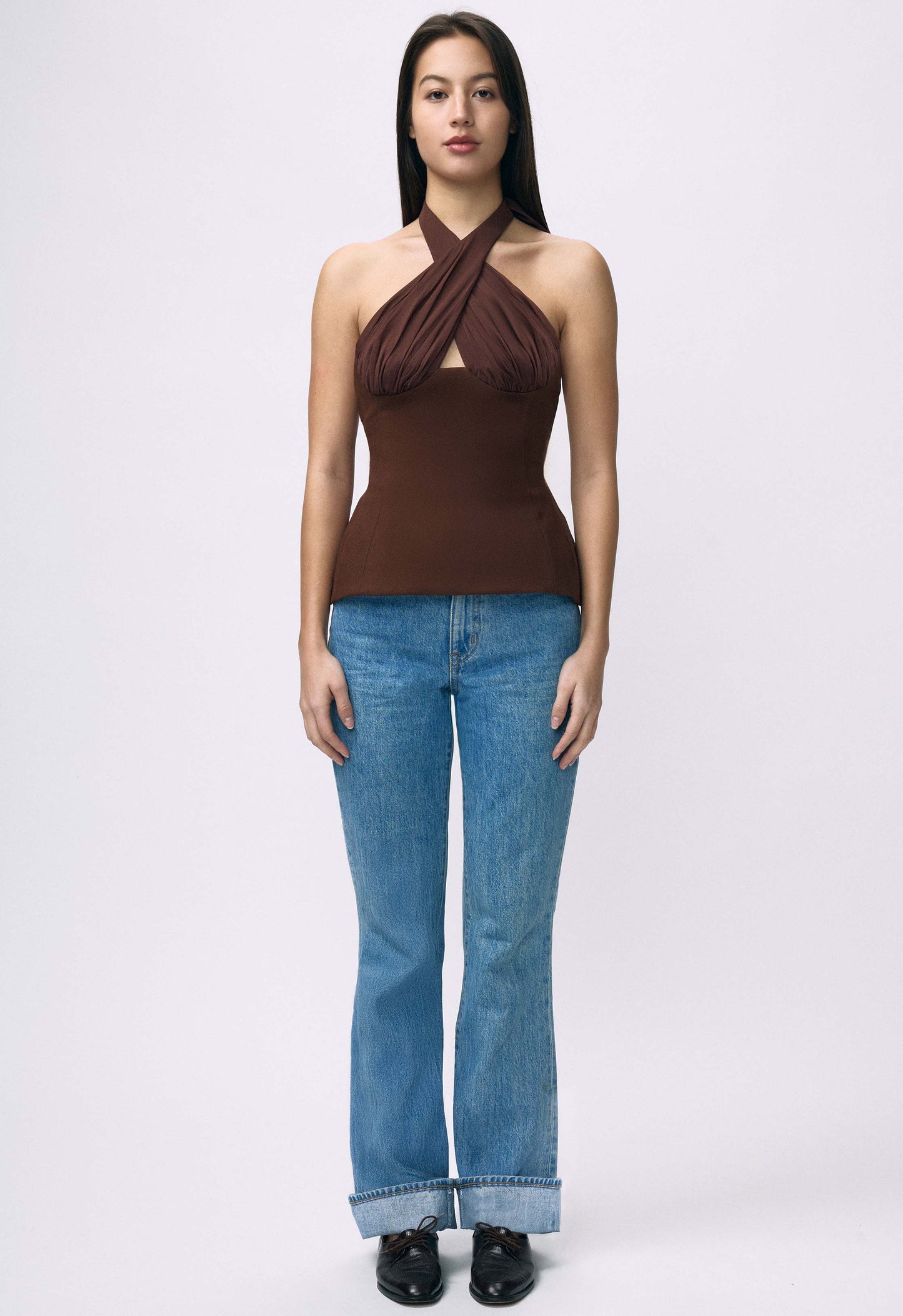 Sculpted Halter Top Brown