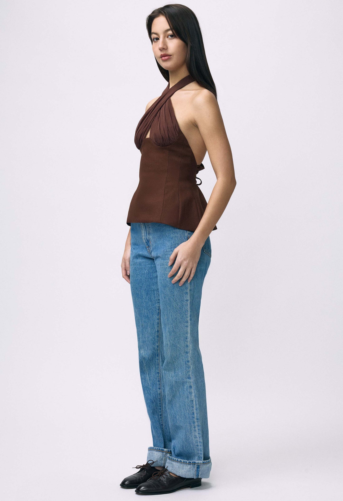 Sculpted Halter Top Brown