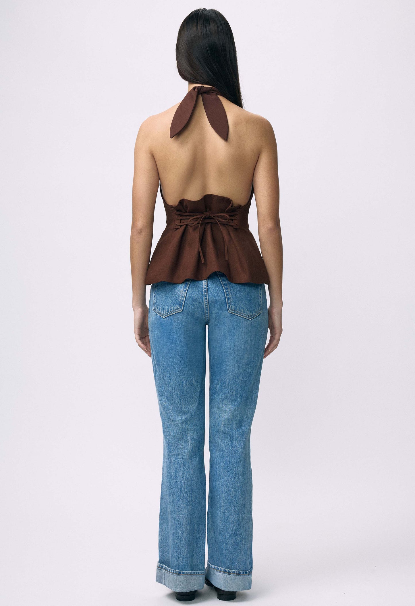 Sculpted Halter Top Brown