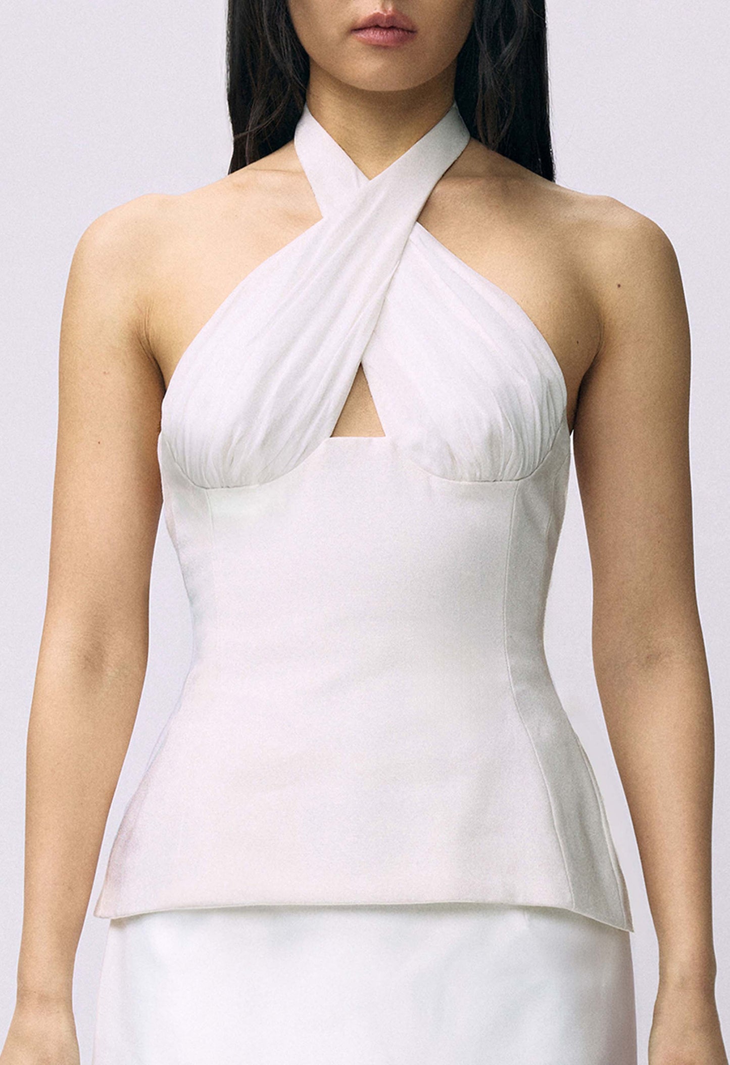 Sculpted Halter Top White