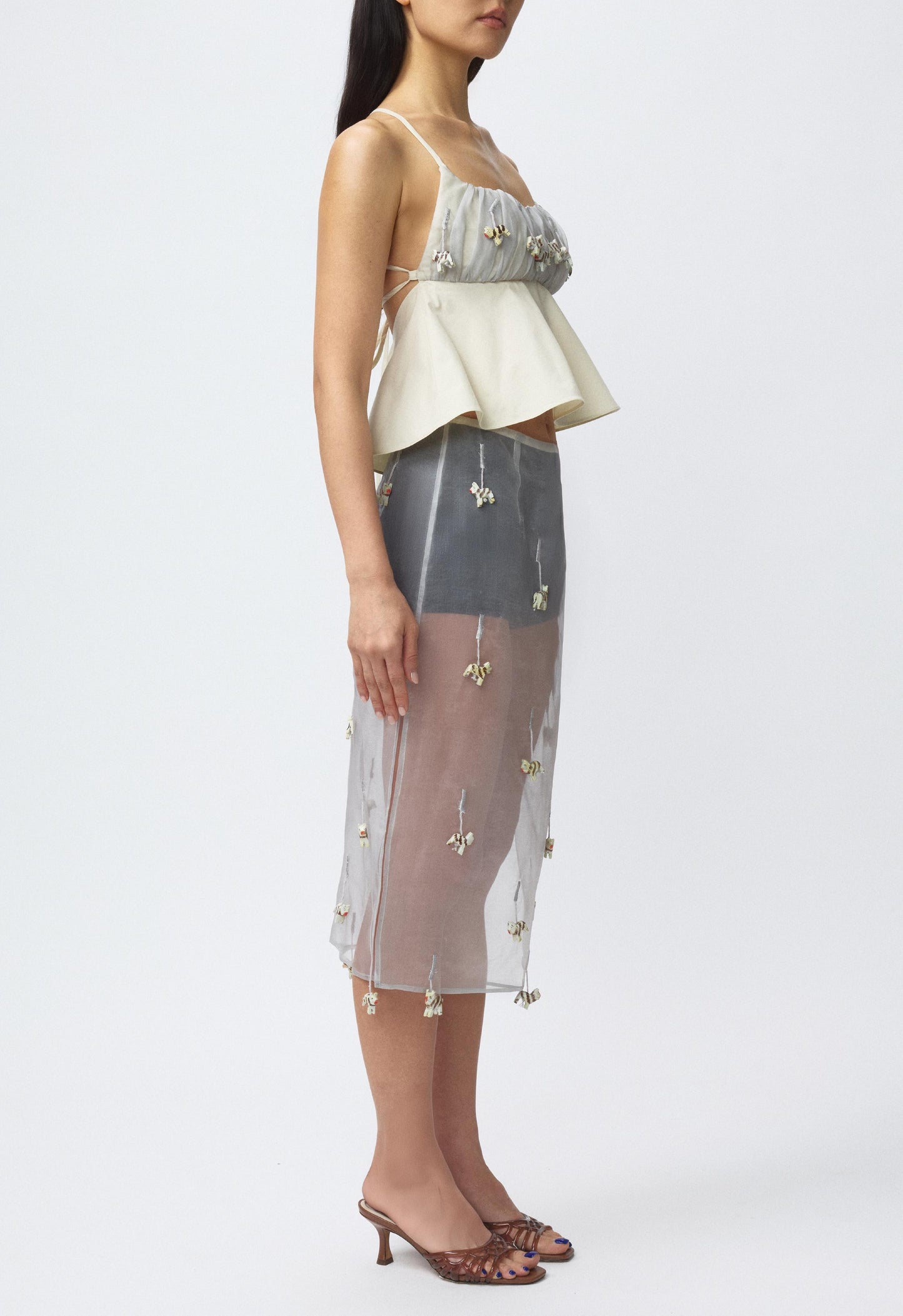 Sheer Table Skirt Grey Cat