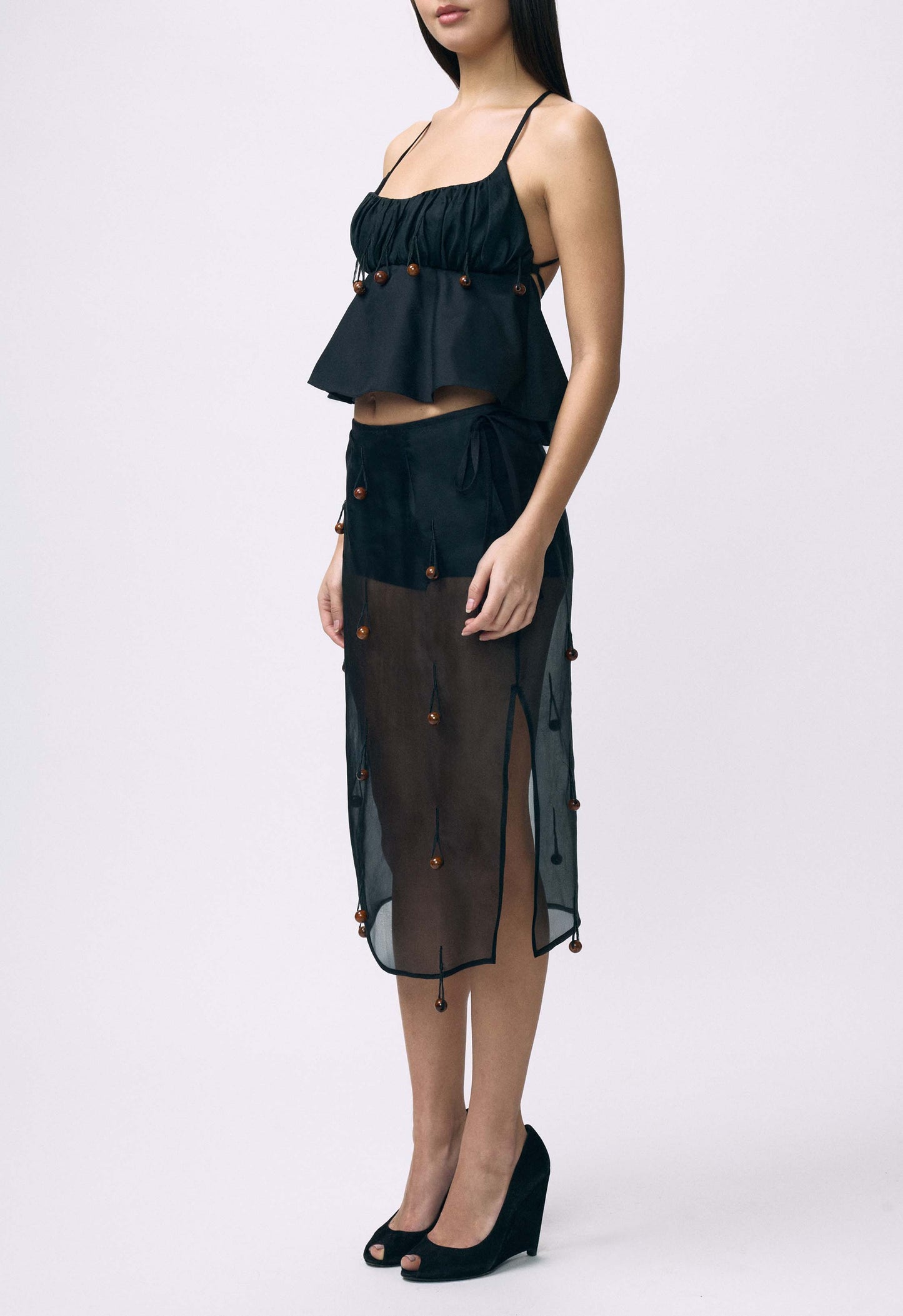 Sheer Table Skirt Black