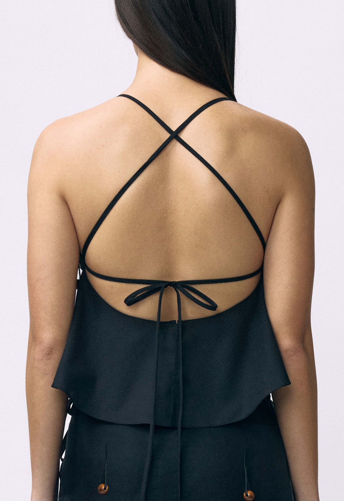 Beaded Ruched Bralette Top Black
