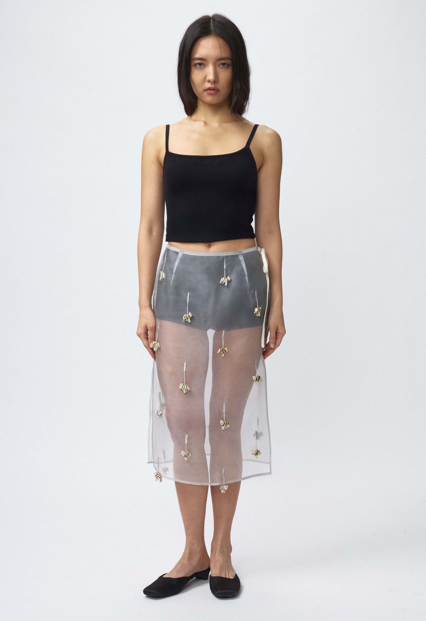 Sheer Table Skirt Grey Cat