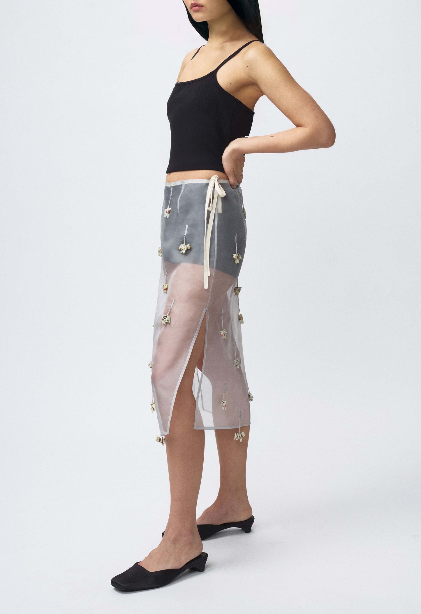 Sheer Table Skirt Grey Cat