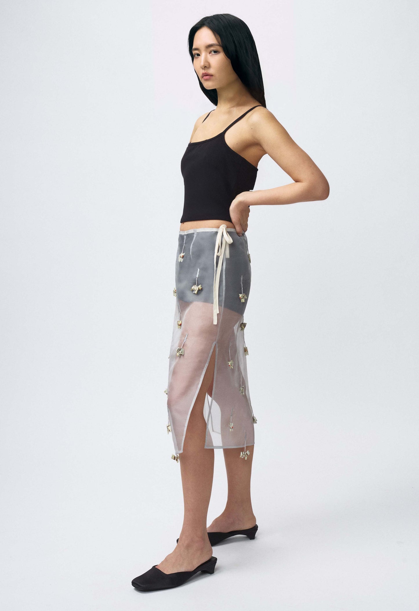 Sheer Table Skirt Grey Cat