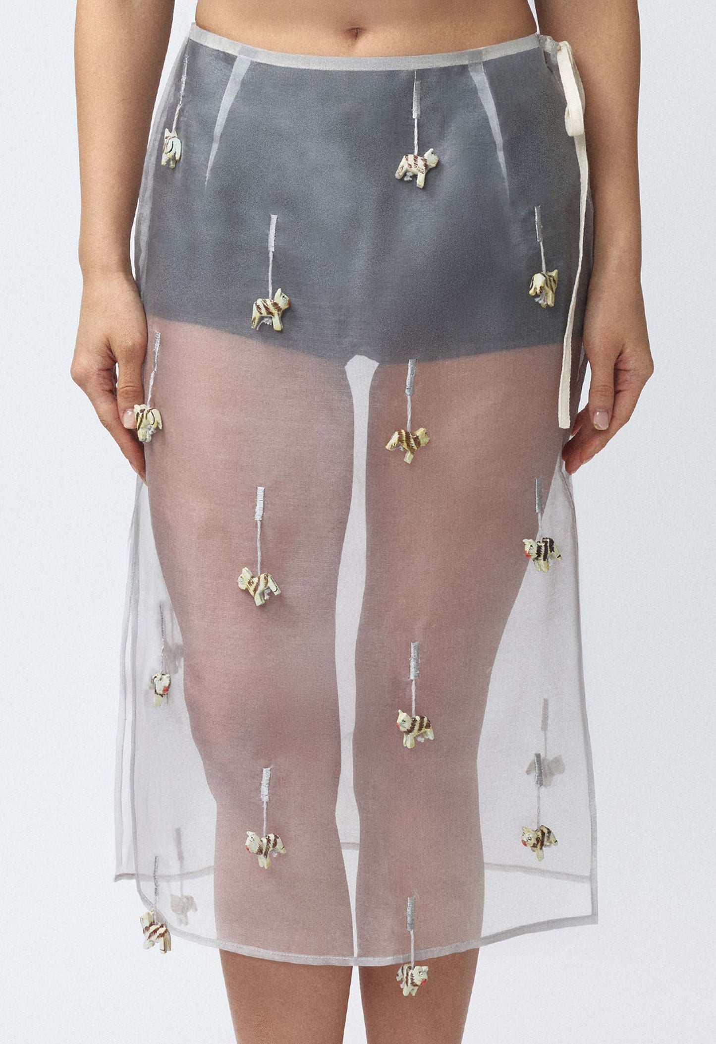 Sheer Table Skirt Grey Cat