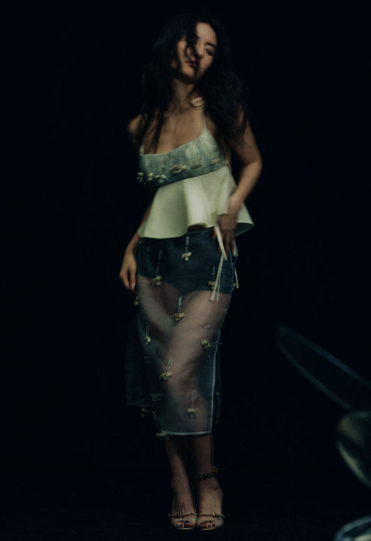 Sheer Table Skirt Grey Cat