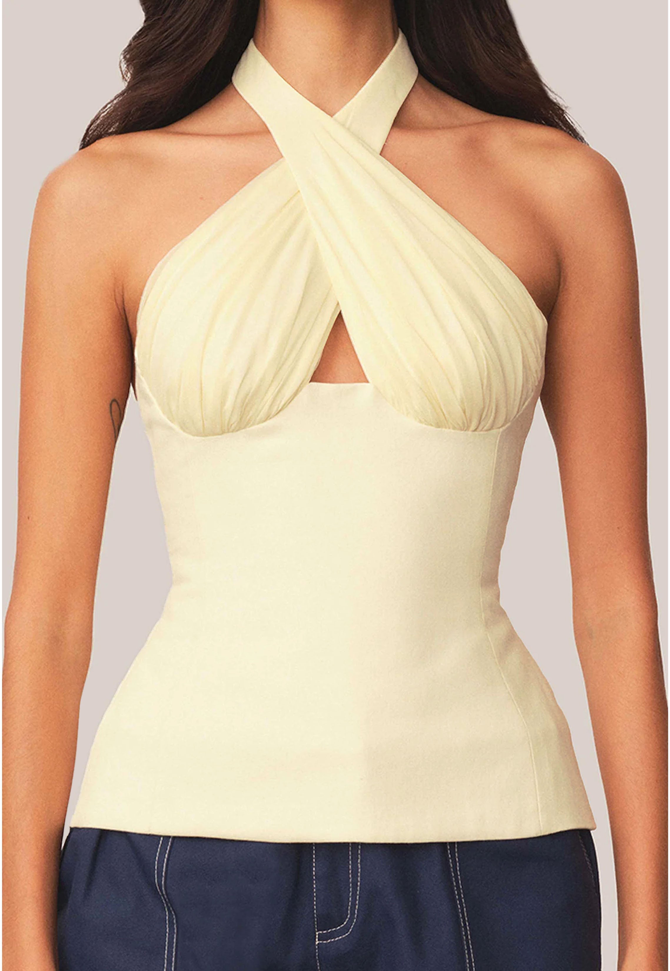 Sculpted Halter Top Ivory – Tae Park
