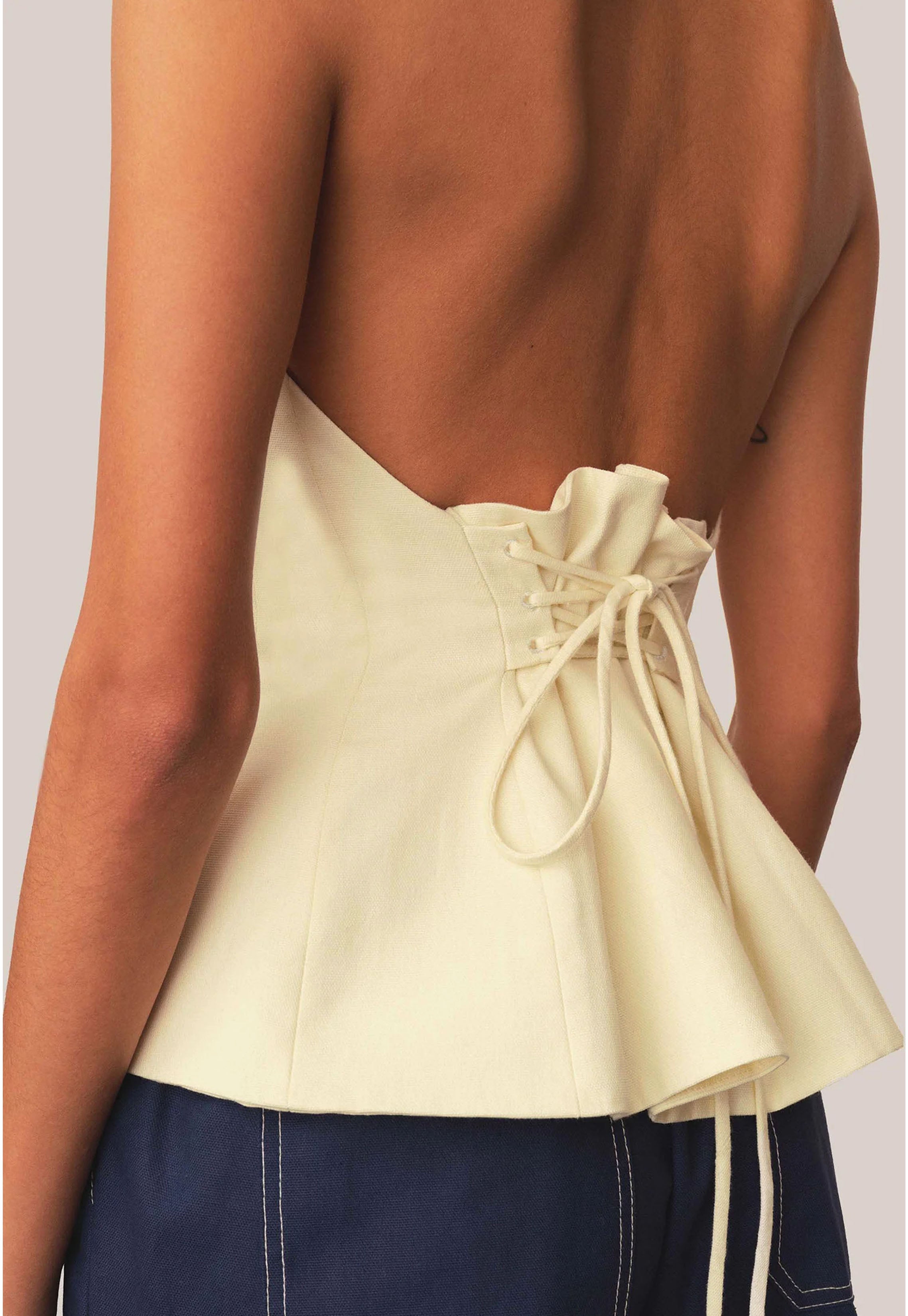 Sculpted Halter Top Ivory – Tae Park