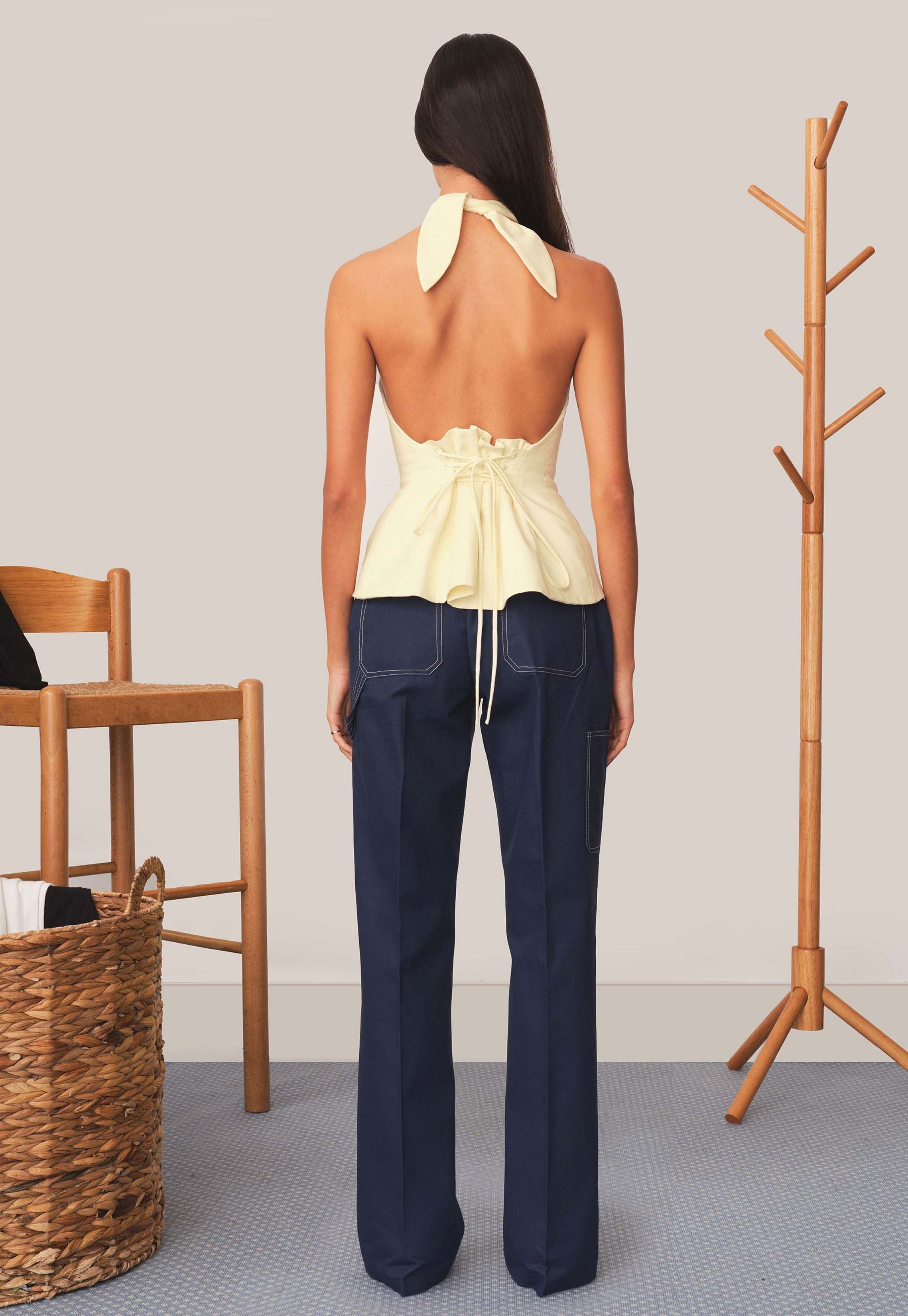 Sculpted Halter Top Ivory – Tae Park