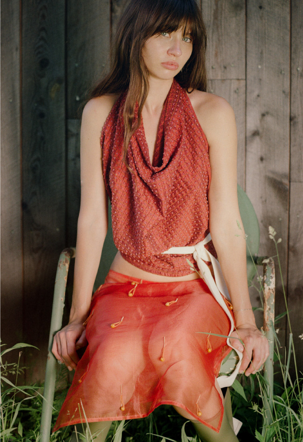 Embellished Napkin Top Red Orange