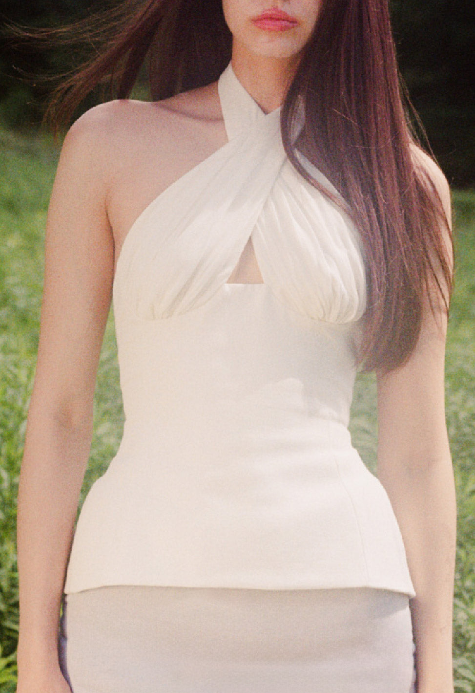 Sculpted Halter Top White