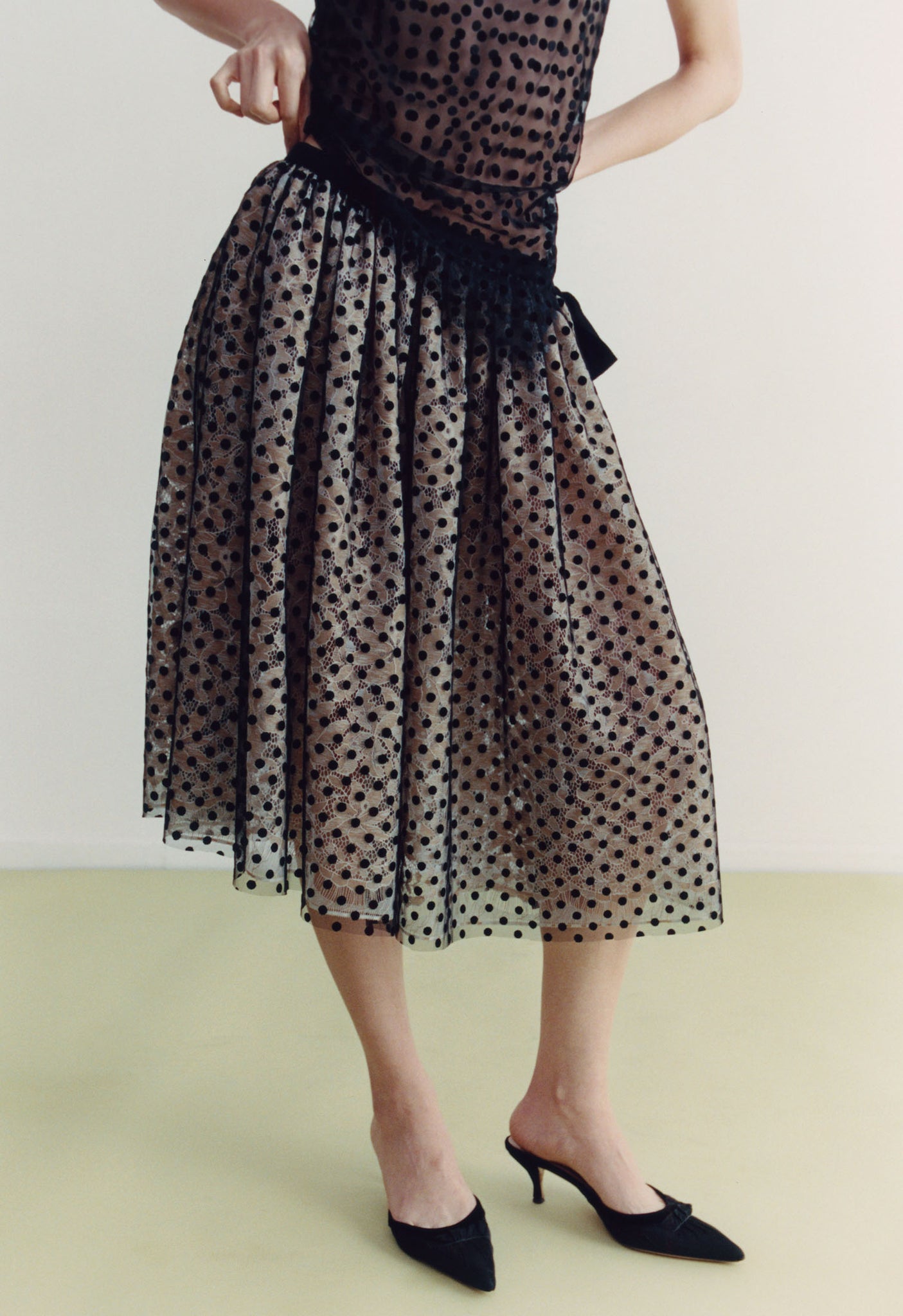 Polka Dot Lace Volume Skirt