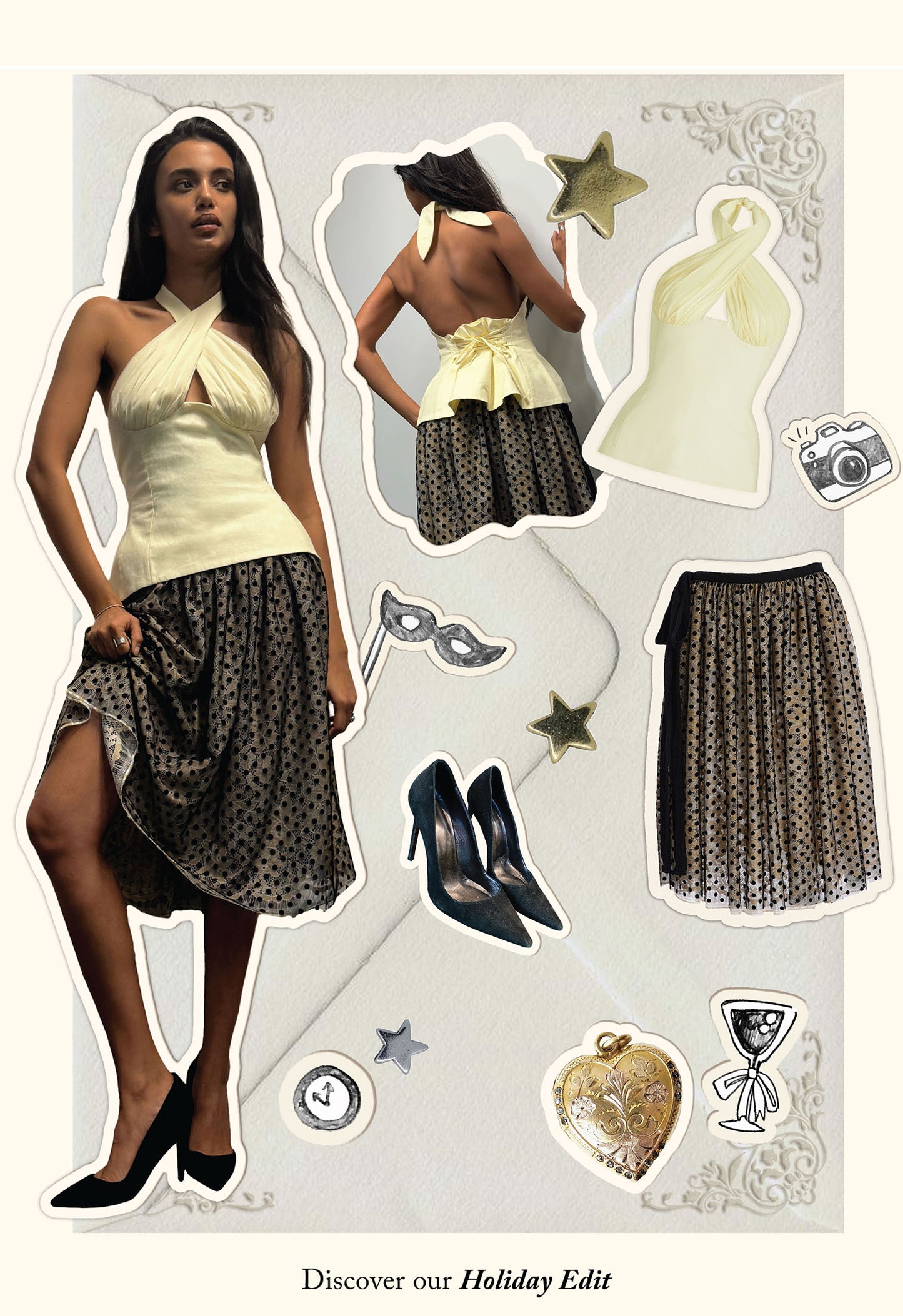 Polka Dot Lace Volume Skirt