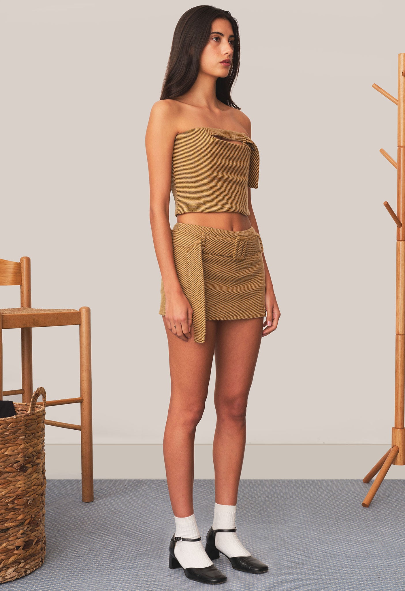 Strapless Belt Top Twill Gold