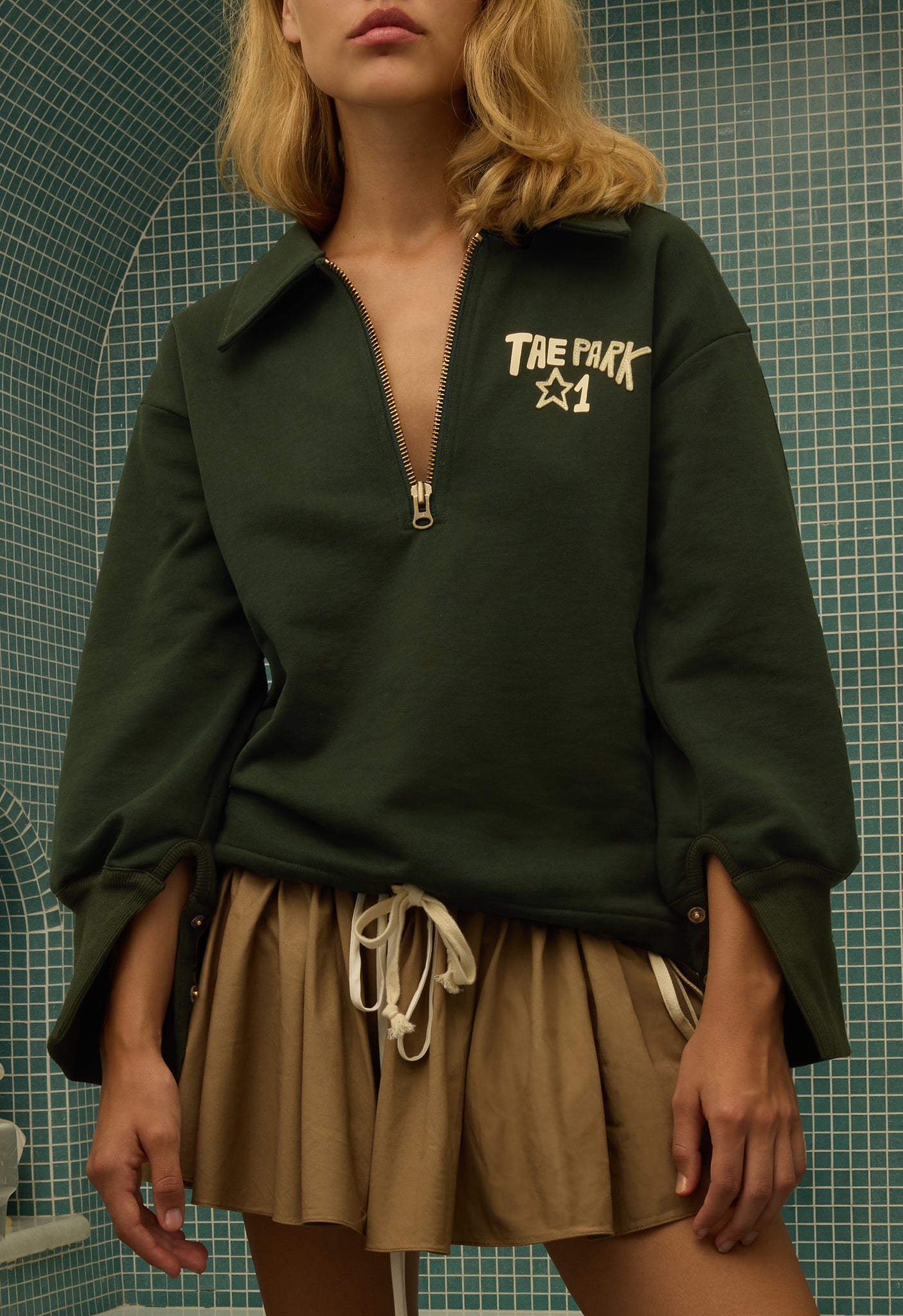 Mini Volume Skort Khaki
