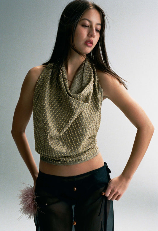 Embellished Napkin Top Stone Grey